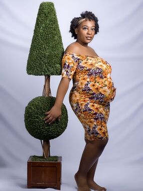 Floral Orange Off-Shoulder Maternity Dress